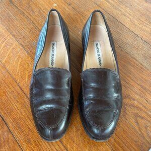 Vintage Manolo Blahnik Brown Leather Loafers Size 37.5 (7)